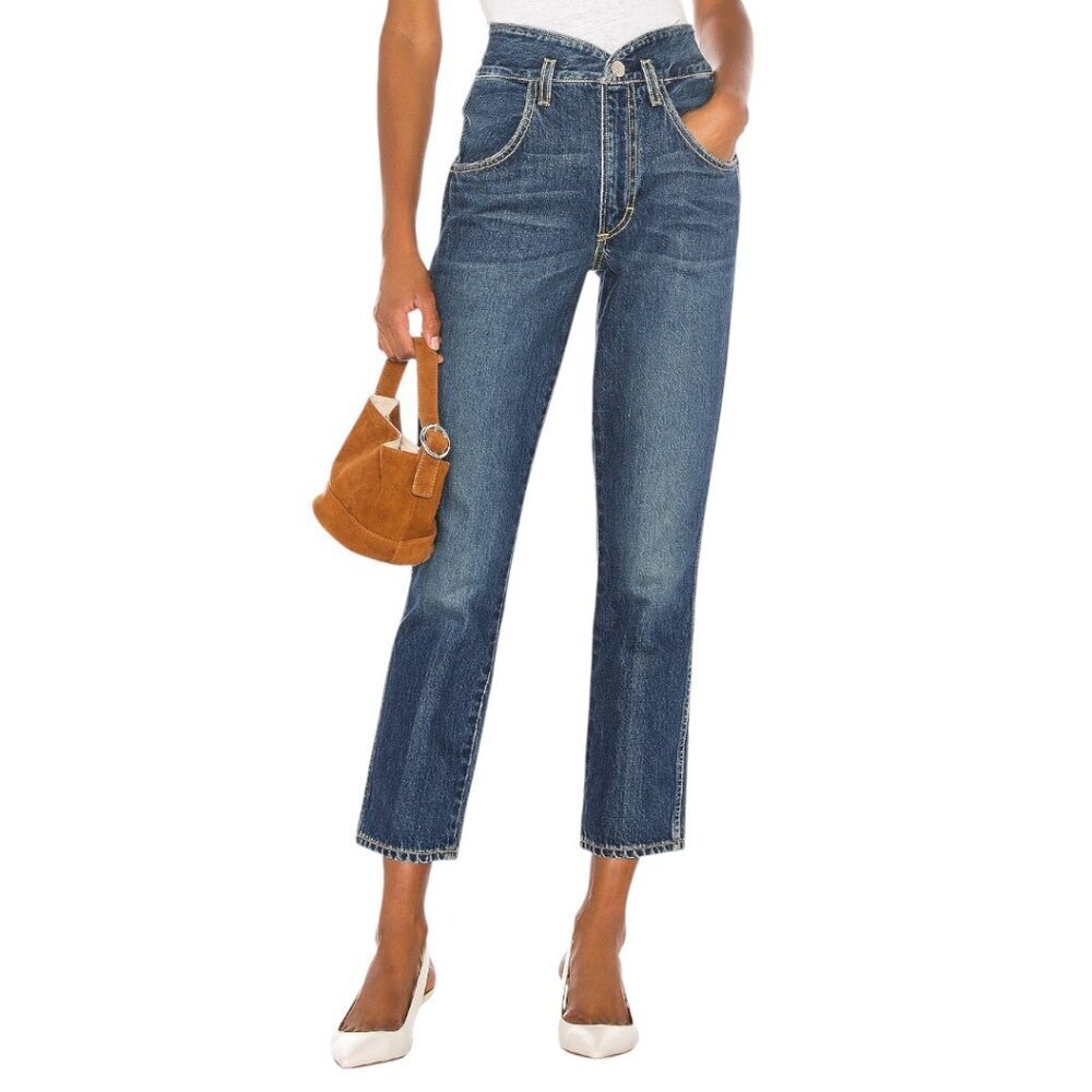 AMO Tulip Jean Dark Vintage Wash Cropped Cotton Jeans